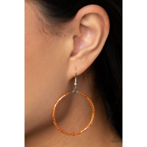 Colorfully Curvy Orange Earrings (158) - Picture 1 of 3